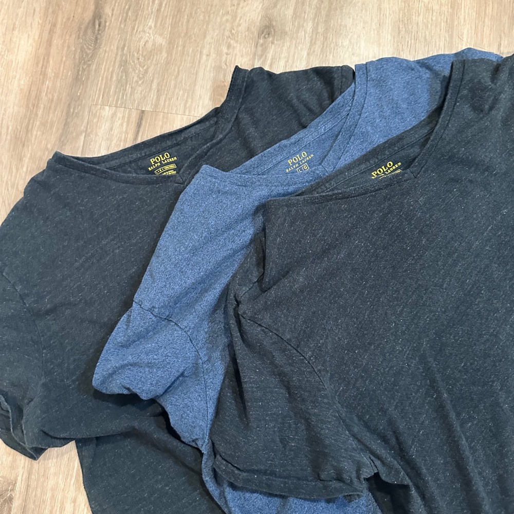 Lot of Polo Ralph Lauren T-Shirt Men Large Black Blue V-Neck Cotton Classic Logo - Picture 2 of 16
